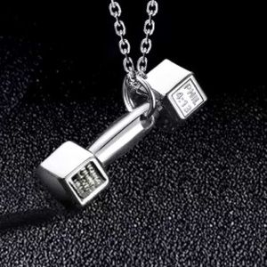 Brand New Unisex Dumbbell Charm/Pendant Chain/Necklace